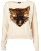 Topshop Knitted Painted Fox Jumper - Lyst