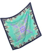 Versace Navy Ornamental Silk Square Scarf - Lyst