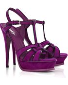 Saint Laurent Tribute Suede Sandals - Lyst