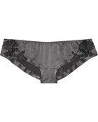 Carine Gilson Lace-appliquéd Silk-satin Boy Shorts - Lyst