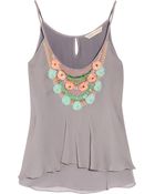 Rebecca Taylor Pom Pom Beaded Silk Camisole - Lyst