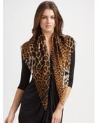 Saint Laurent Silk Leopard Print Scarf - Lyst