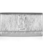 Saint Laurent Belle Du Jour Metallic Leather Clutch - Lyst