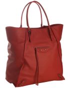 Balenciaga Lipstick Red Leather Papier Tote - Lyst