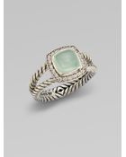 David Yurman Diamond Accented Aqua Chalcedony Ring - Lyst