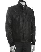 Calvin Klein Black Faux Leather Motorcycle Jacket - Lyst