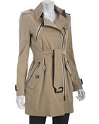 Burberry Honey Twill Zipper Trench Coat - Lyst