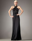 Halston Heritage Twisted Halter Gown - Lyst