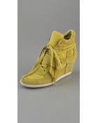 Ash Bowie Suede Lace Up Wedge Sneakers - Lyst