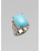 David Yurman Diamond Accented Turquoise Ring - Lyst