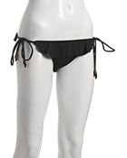 Shoshanna Black Textured Ruffle String Bikini Bottom - Lyst