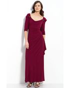 Alex Evenings Drape Back Jersey Gown - Lyst