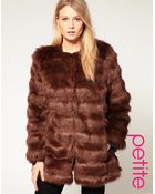 ASOS Collection Asos Petite Stripe Faux Fur Coat - Lyst