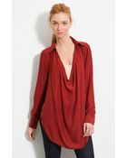 Haute Hippie Drape Neck Blouse - Lyst
