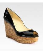 Christian Louboutin Patent Leather Cork Wedge Pumps - Lyst