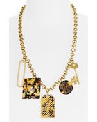 Tory Burch Luggage Tag Charm Necklace - Lyst