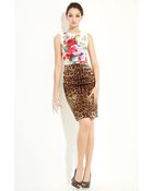 Dolce & Gabbana Mixed Print Stretch Satin Dress - Lyst