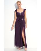 Xscape Beaded Mesh Gown - Lyst