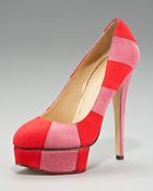 Charlotte Olympia Striped Suede Platform Pump - Lyst