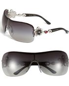 BVLGARI Crystal Temple Rimless Shield Sunglasses - Lyst