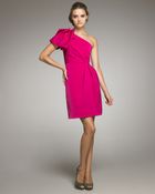 Lela Rose Gathered One-shoulder Dress - Lyst