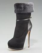 Giuseppe Zanotti Fur-trimmed Suede Bootie - Lyst