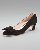 Miu Miu Closed Toe Suede Bow Pump - Lyst