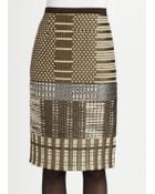 Oscar de la Renta Metallic Embroidered Pencil Skirt - Lyst