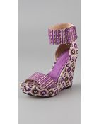 Theodora & Callum Mustique Platform Wedge Sandals - Lyst