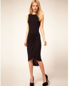 ASOS Collection Asos Midi Dress with Drape Front - Lyst