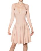 Alexander McQueen Lace Insert Viscose Knit Dress - Lyst