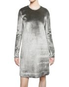 Calvin Klein Metal Trim Viscose Silk & Velvet Dress - Lyst
