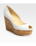 Christian Louboutin Patent Leather Cork Wedge Pumps - Lyst