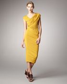 Donna Karan New York Ruched Jersey Capsleeve Dress - Lyst