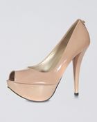 Stuart Weitzman Open-toe Shaped Platform Pump - Lyst
