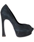 Saint Laurent 140mm Palais Suede Peep Toe Pumps - Lyst