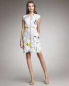 Lela Rose Printed Front-Zip Dress - Lyst