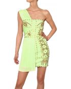 Versace Studded 3d Jersey Dress - Lyst