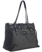 Jimmy Choo Black Pebbled Leather Rhea Medium Tote - Lyst