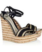 Gucci Cork-wedge Leather Sandals - Lyst