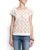 Mango Lace T-Shirt - Lyst