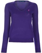 Ralph Lauren Blue Label Cotton V-neck Jumper - Lyst