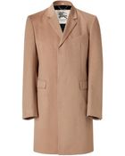 Burberry Camel Wool Coat with Concealed Buttons - Lyst