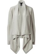 Ralph Lauren Pearl Grey Mélange Wrap Cardigan - Lyst