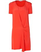 Vanessa Bruno Coral Draped Silk Dress - Lyst