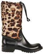 Dolce & Gabbana Rubber and Leopard Print Boots - Lyst