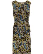 Lela Rose Printed Wool and Silk-blend Peplum Dress - Lyst