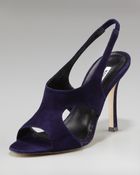 Manolo Blahnik Suede Slingback Sandal - Lyst
