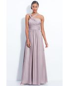 Ml Monique Lhuillier Bridesmaids Twist Shoulder Chiffon Gown - Lyst