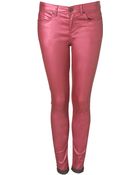 Moto Pink Metallic Leigh Jeans - Lyst